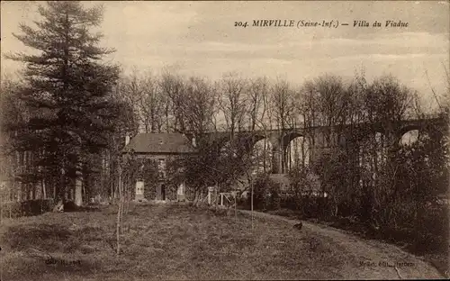 Ak Mirville Seine Maritime, Villa du Viaduc, vue extérieure, jardin, arbres