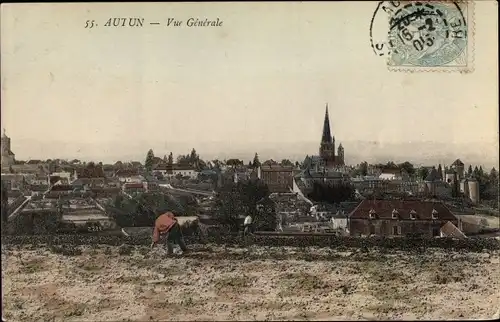 Ak Autun Saône et Loire, Vue générale