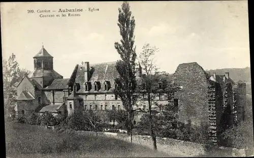 Ak Aubazine Corrèze, Église, Couvent et les Ruines