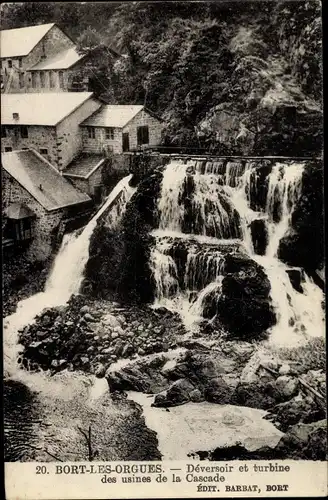 Ak Bort les Orgues Corrèze, Déversoir et turbine des usines de la Cascade