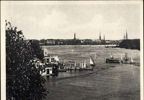 Ak Hamburg Nord Uhlenhorst, Blick zum Fährhaus mit Aussenalster