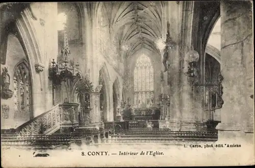 Ak Conty Somme, Intérieur de l'Église