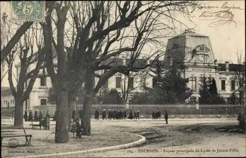 Ak Tournon Ardèche, Facade principale du Lycée de Jeunes Filles