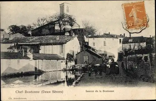 Ak Chef Boutonne Deux Sèvres, Source de la Boutonne, eglise