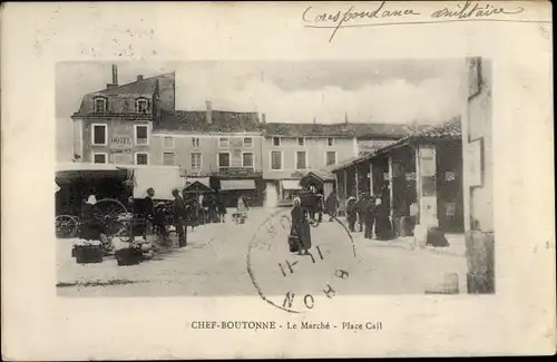 Ak Chef Boutonne Deux Sèvres, Le Marché, Place Cail, Hotel du Commerce