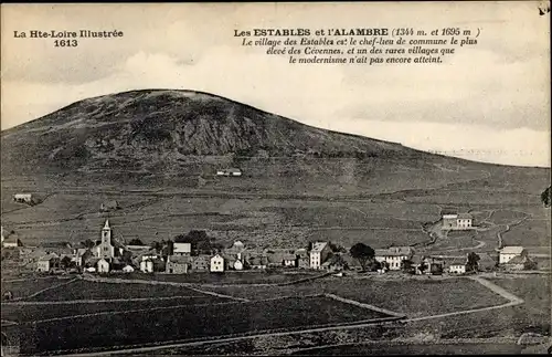 Ak Les Estables et l'Alambre Haute Loire, Blick auf die Orte, Felder