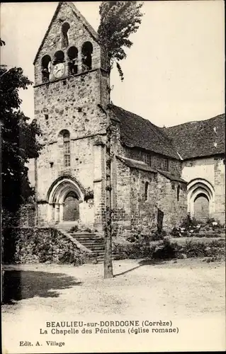 Ak Beaulieu sur Dordogne Corrèze, La Chapelle des Pénitents, Église romane