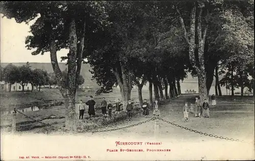 Ak Mirecourt Vosges, Place Saint Georges, Promenade