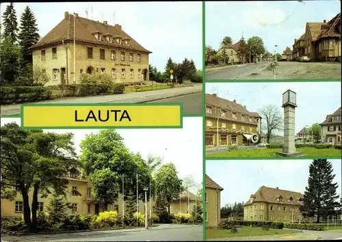 Ak Lauta in Sachsen, Ernst Thälmann Haus, Feierabend, Pflegeheim, Senftenberger Straße, Rathaus, Uhr
