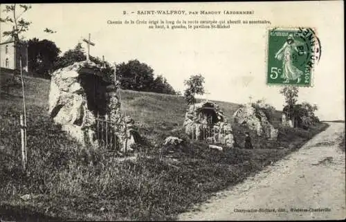 Ak Saint Walfroy Ardennes, Chemin de la Croix, pavillon Saint Michel