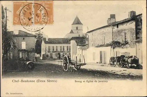 Ak Chef Boutonne Deux Sèvres, Bourg et Eglise de Javarzay