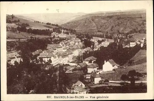 Ak Bagnols les Bains Lozère, Vue générale