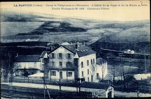 Ak La Bastide Lozère, L'Hotel de la Gare et de la Poste