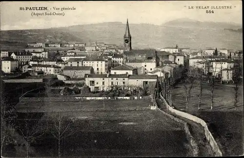 Ak St. Paulien Haute Loire, Vue générale, Blick auf den Ort, Kirche