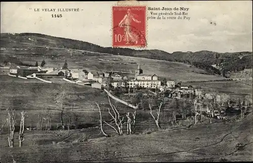 Ak Saint Jean de Nay Haute Loire, Vue générale Sud Est, Blick auf den Ort