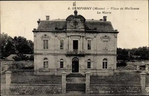 Ak Sampigny Meuse, Place de Mulhouse, La Mairie