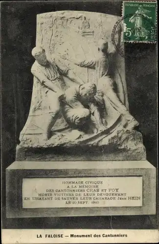 Ak La Faloise Somme, Monument des Cantonniers