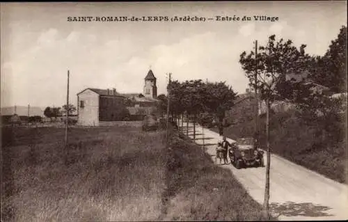 Ak Saint Romain de Lerps Ardèche, Entrée du Village