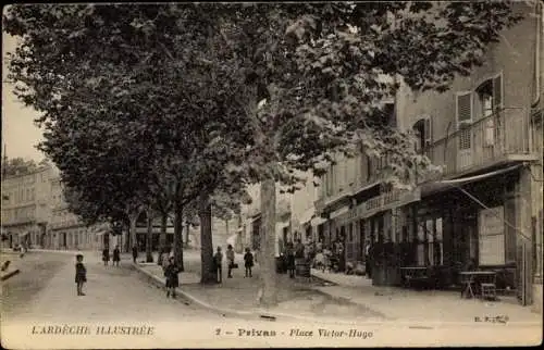 Ak Privas Ardèche, Place Victor Hugo