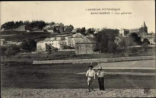 Ak Saint Agrève Ardèche, Vue générale