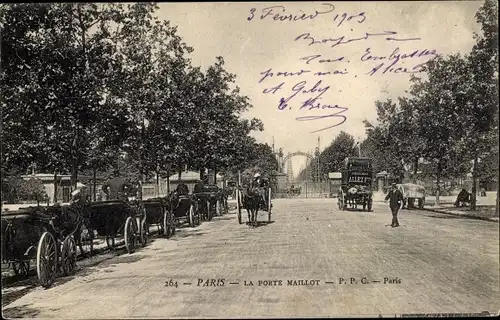 Ak Paris XVII., La Porte Maillot, Kutschen