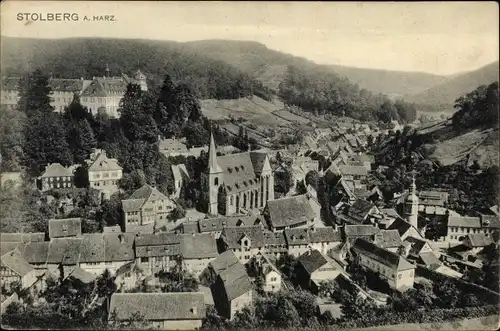 Ak Stolberg Südharz, Stadt aus der Vogelschau