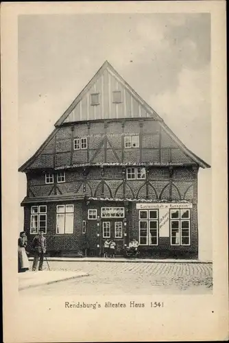 Ak Rendsburg in Schleswig Holstein, Blick auf das älteste Haus
