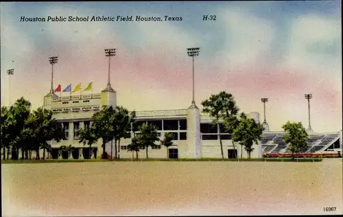 Künstler Ak Houston Texas USA, Houston Public School Athletic Field