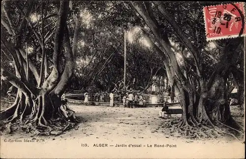 Ak Alger Algerien, Jardin d'essai, Le Rond Point, Garten