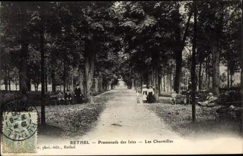 Ak Rethel Ardennes, Promenade des Isles, Les Charmilles