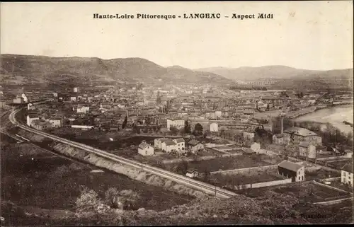 Ak Langeac Haute Loire, Blick auf den Ort, Bahnschienen