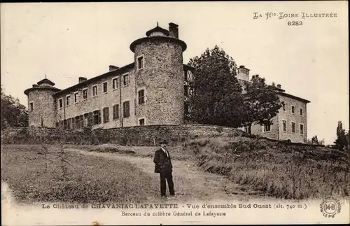 Ak Chavaniac Lafayette Haute Loire, Chateau, Vue d'ensemble Sud Ouest