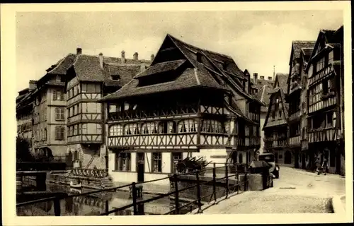 Ak Strasbourg Straßburg Elsass Bas Rhin, Le vieux Strasbourg, maisons, pont, canal