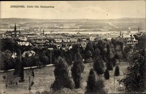 Ak Jönköping Schweden, Utsikt fran Stadsparken