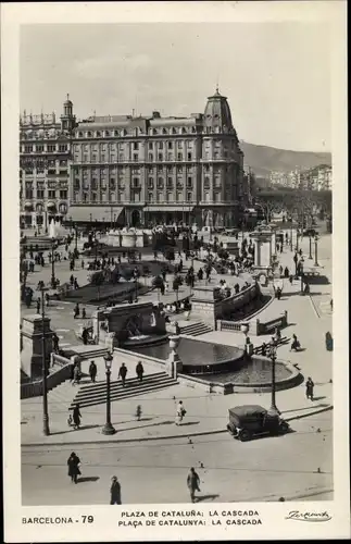 Ak Barcelona Katalonien, Plaza de Cataluña, la Cascada