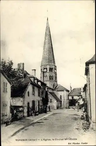 Ak Ygrande Allier, Eglise, Clocher et Abside