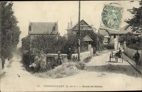 Ak Vernouillet Verneuil Yvelines, Route de Medan, maisons