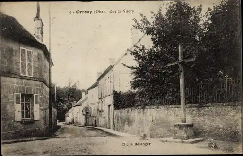 Ak Orrouy Oise, Rue de Visery, croix