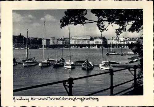 Ak Hamburg, Binnenalster mit Neuem Jungfernstieg, Segelboote