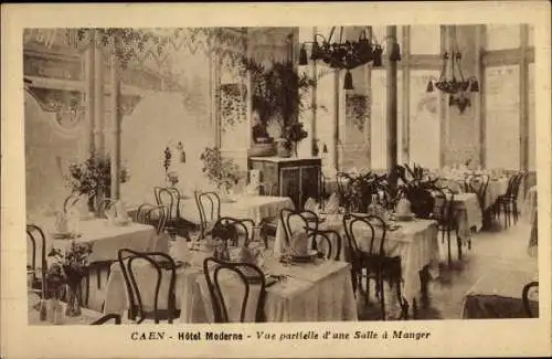 Ak Caen Calvados, Hotel Moderne, Salle a Manger