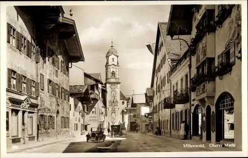 Ak Mittenwald in Oberbayern, Oberer Markt