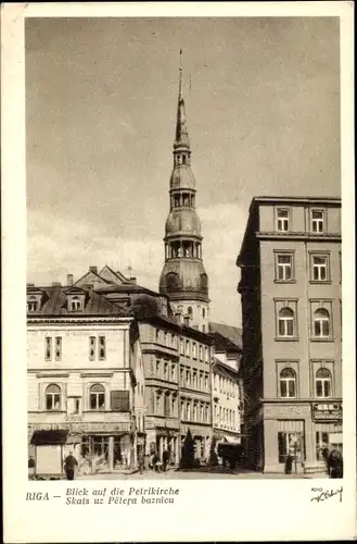 Ak Riga Lettland, Blick auf die Petrikirche