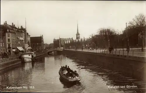 Ak København Kopenhagen Dänemark, Kanalen ved Börsen, Dampfboot
