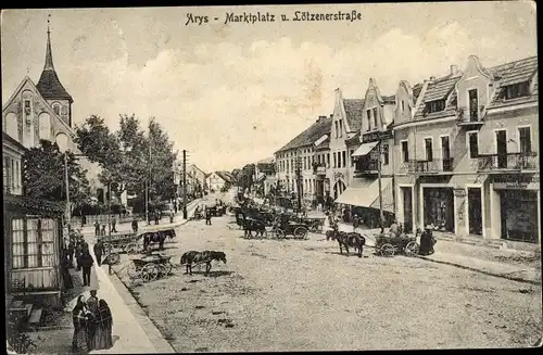 Ak Orzysz Arys Ostpreußen, Marktplatz und Lötzener Straße