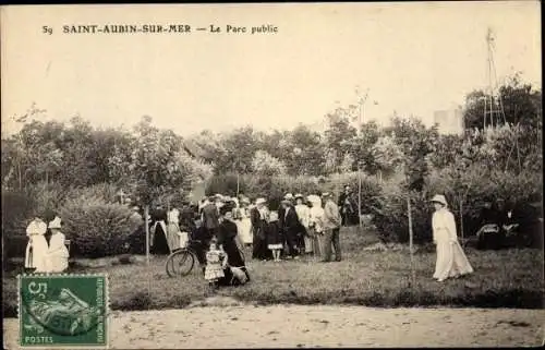 Ak Saint Aubin sur Mer Calvados, Le Parc public