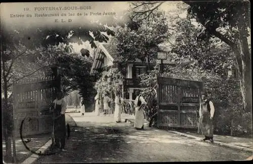 Ak Fontenay sous Bois Val de Marne, Entree du Restaurant du lac de la Porte Jaune