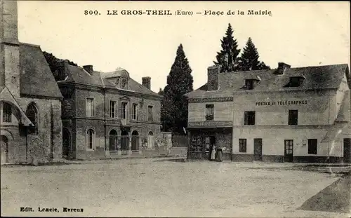 Ak Le Gros Theil Eure, Place de la Mairie