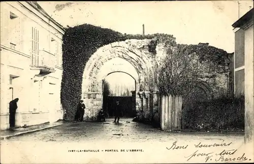 Ak Ivry la Bataille Eure, Portail de l'Abbaye