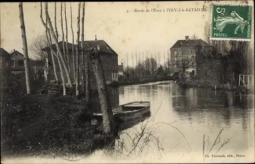 Ak Ivry la Bataille Eure, Bords de l'Eure