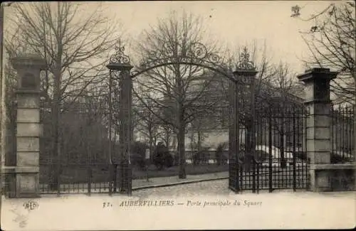 Ak Aubervilliers Seine Saint Denis, Porte principale du Square